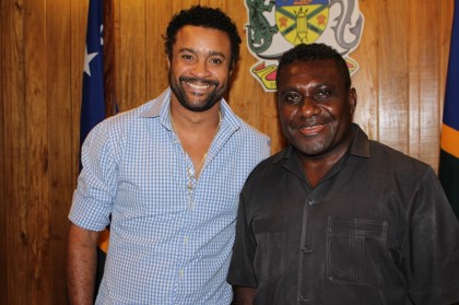 Prime Minister Gordon Darcy Lilo of Solomon Islands meeting reggae rapper sensation Shaggy. Photo: OPMC