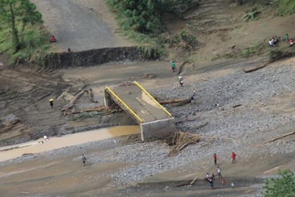 The Gold Ridge bridged was damaged by the recent floods. Photo credit: OPMC.