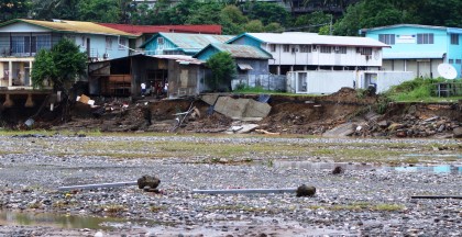 The Matanikau river days after the recent flash floods. Photo credit: SIBC.