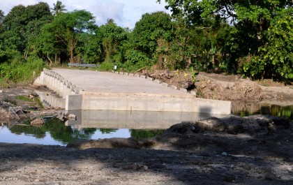 One of the damaged bridges in West Guadalcanal. Photo credit.