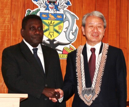 JICA President with PM Lilo during the visit. Photo credit: GCU.