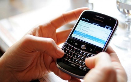 A modern BlackBerry phone can be used for banking services. Photo credit: Telegraph UK.