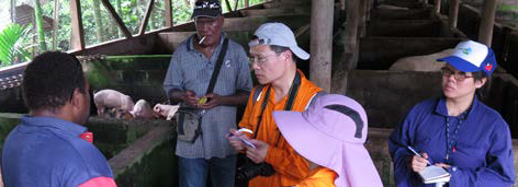 The technical team at a pig farm. Photo credit: MAL.