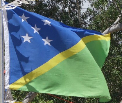 Solomon Islands National flag flying at 2014 Trade Expo. Photo credit: SIBC.