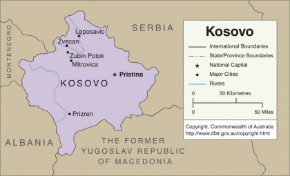 A map of the Kosovo Republic. Photo credit: Smart Traveller.