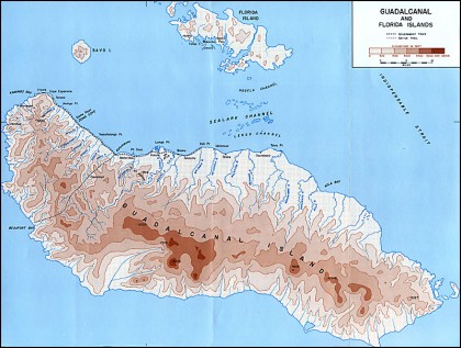 A map of Guadalcanal. Photo credit: Ibiblio.