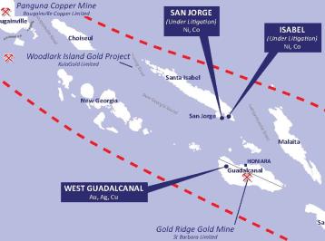 Axiom's Solomon Islands projects map. Photo credit: Ramu Mine.