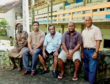 Dr Culwick Togamana second from right with colleague at USP Fiji. Photo credit: cen.acs.org
