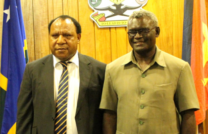Prime Minister Manasseh Sogavare and PNG's Foreign Minister Hon. Rimbink Pato. Photo credit: OPMC.