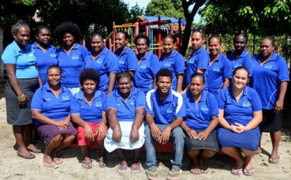 The first APTC class of Solomon Islands students finish their Certificate III in Early Childhood Education and Care. Photo credit: APTC.