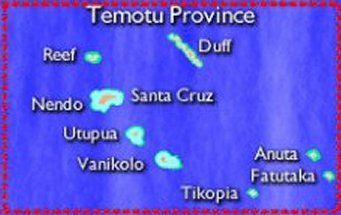 Map of Temotu where the Duff Islands are. Photo credit: www.oocities.org