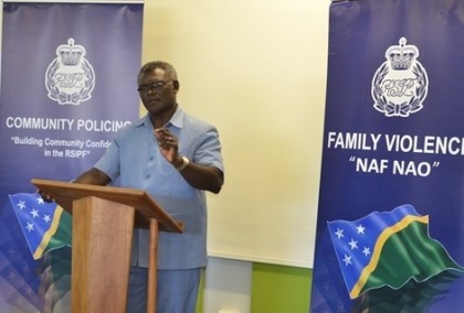 Prime Minister Manasseh Sogavare speaking at the conference. Photo credit: RAMSI.