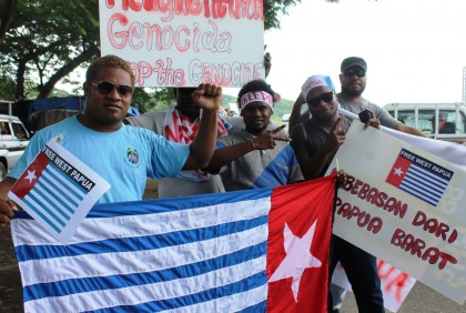 Free West Papua Movement supporters in Solomon Islands. Photo credit: Charles Kadamana.