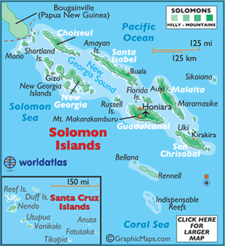 Map of Solomon Islands. Photo credit: World Atlas.