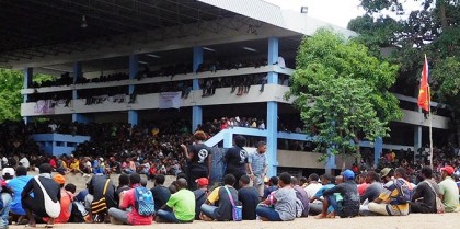 Students protests at UPNG. Photo credit: RNZ.