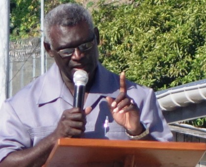 Prime Minister Manasseh Sogavare making his speech at the National Healing and Apology program. Photo credit: SIBC.