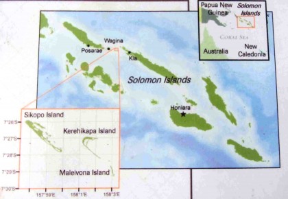 A map showing where the Arnavons are located in Solomon Islands
