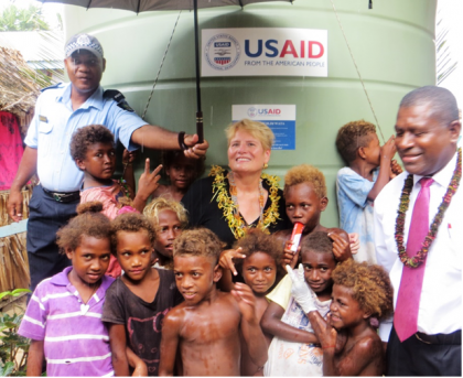 US Ambassador Catherine Ebert Gray celebrated the newly launched Climate Changer Adaptation Project in Lilisiana, Malaita Province. Photo credit: USP.