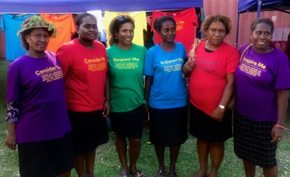 Tenants and workers from the YMCA at today's women's march in Honiara