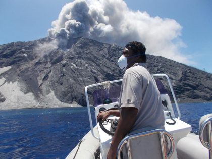 No, it’s not snow in the Solomons – its ash from the Tinakula volcano