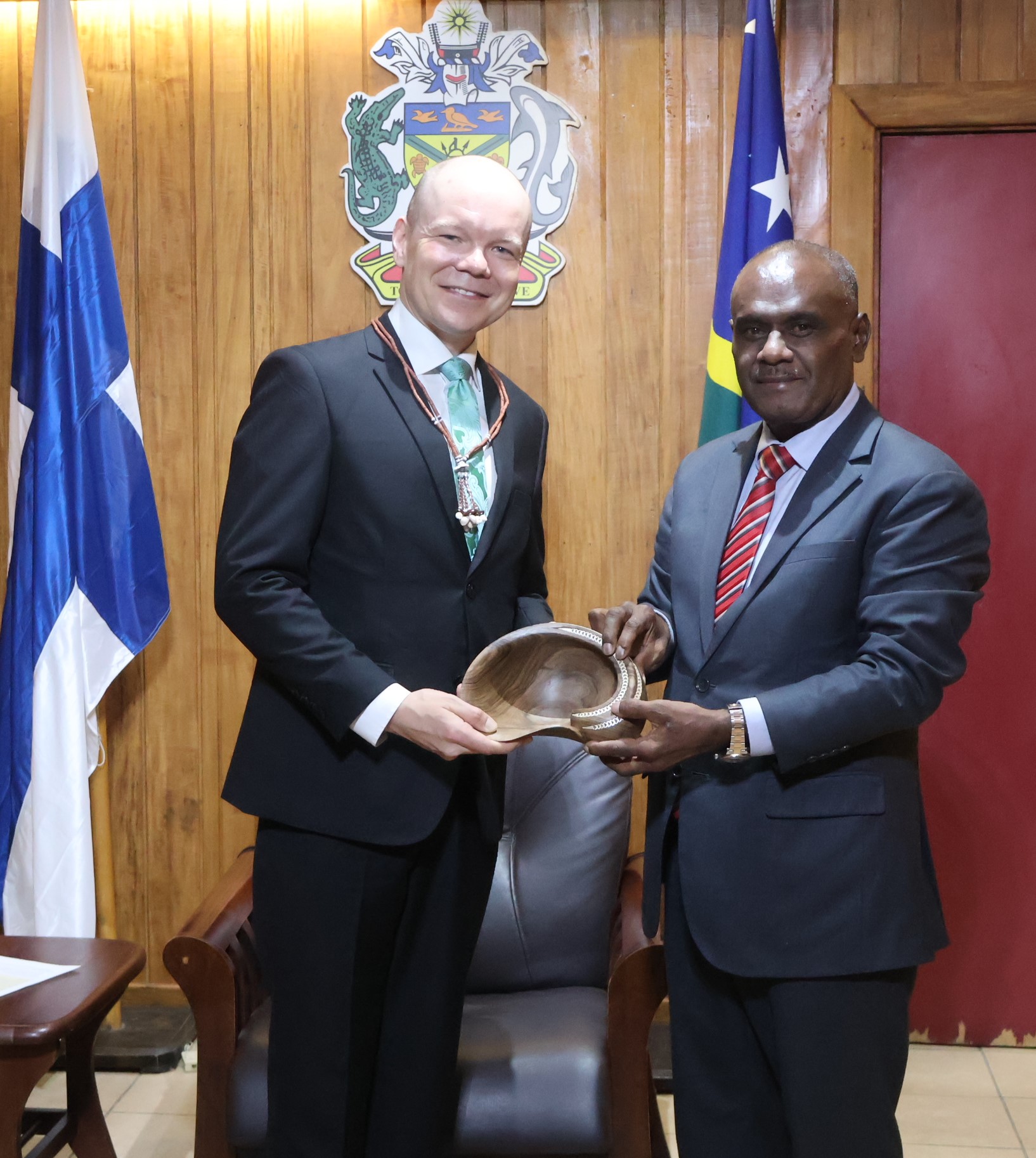 PM Manele congratulates the Ambassador of Finland to Solomon Islands