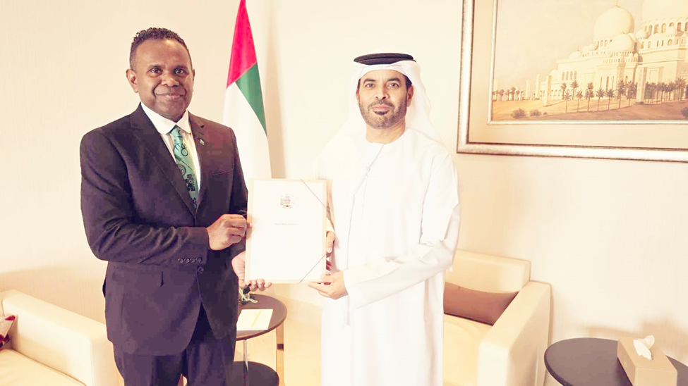Ambassador Cornelius Walegerea presents Credentials to the Ministry of Foreign Affairs of the United Arab Emirates